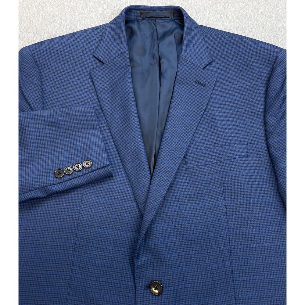 Lauren Ralph Lauren Blazer Men 43R Blue Stretch Plaid Houndstooth Black Label